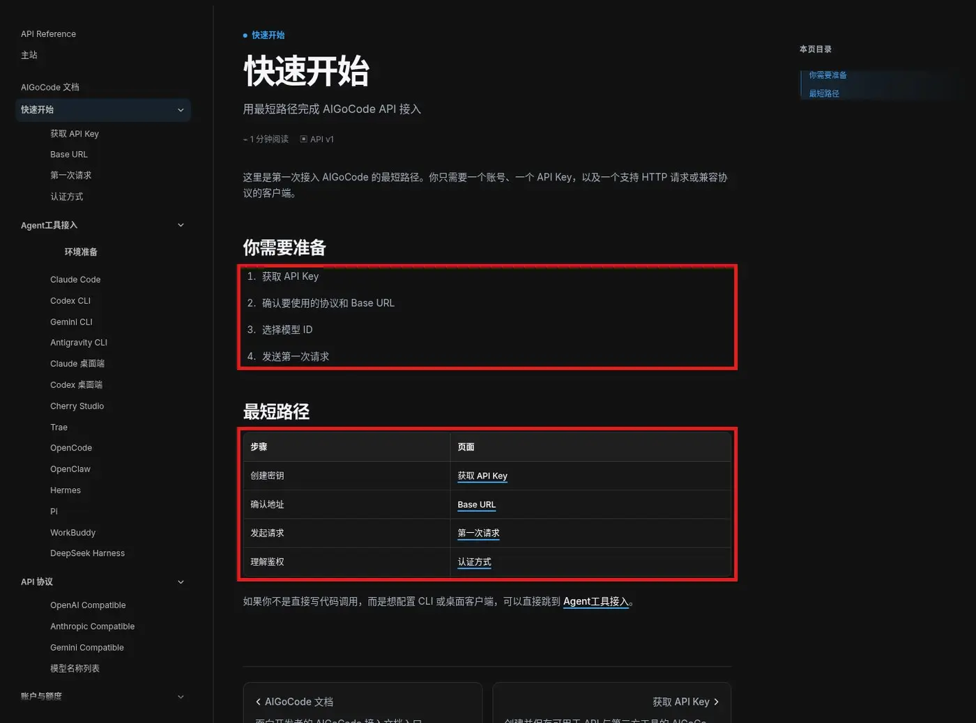 文档站快速开始页